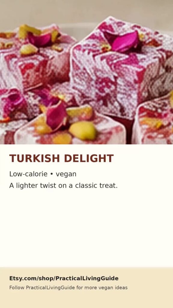 Video showing homemade vegan Turkish delight being mixed, chilled, garnished and served.