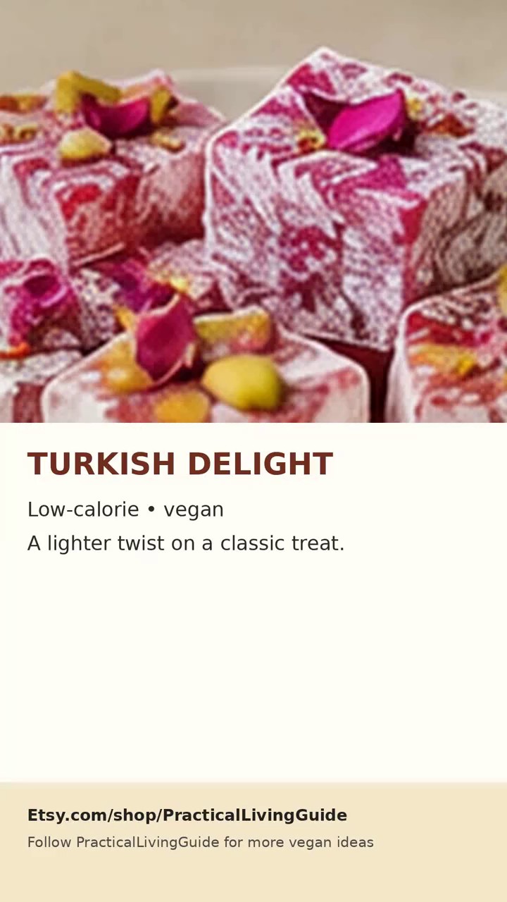 Video showing homemade vegan Turkish delight being mixed, chilled, garnished and served.