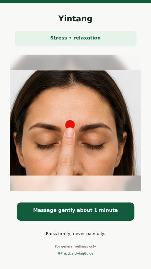 Acupressure demonstration showing a finger pressing a marked pressure point on the body.