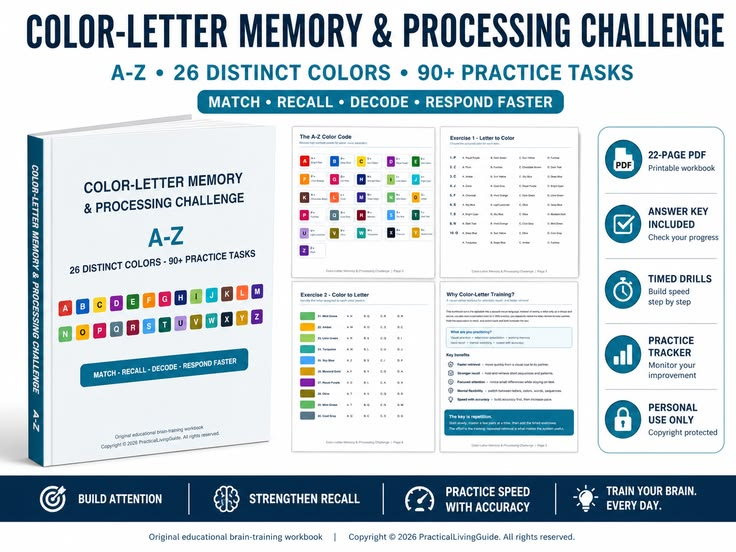 Color Letter Memory & Brain Training Workbook