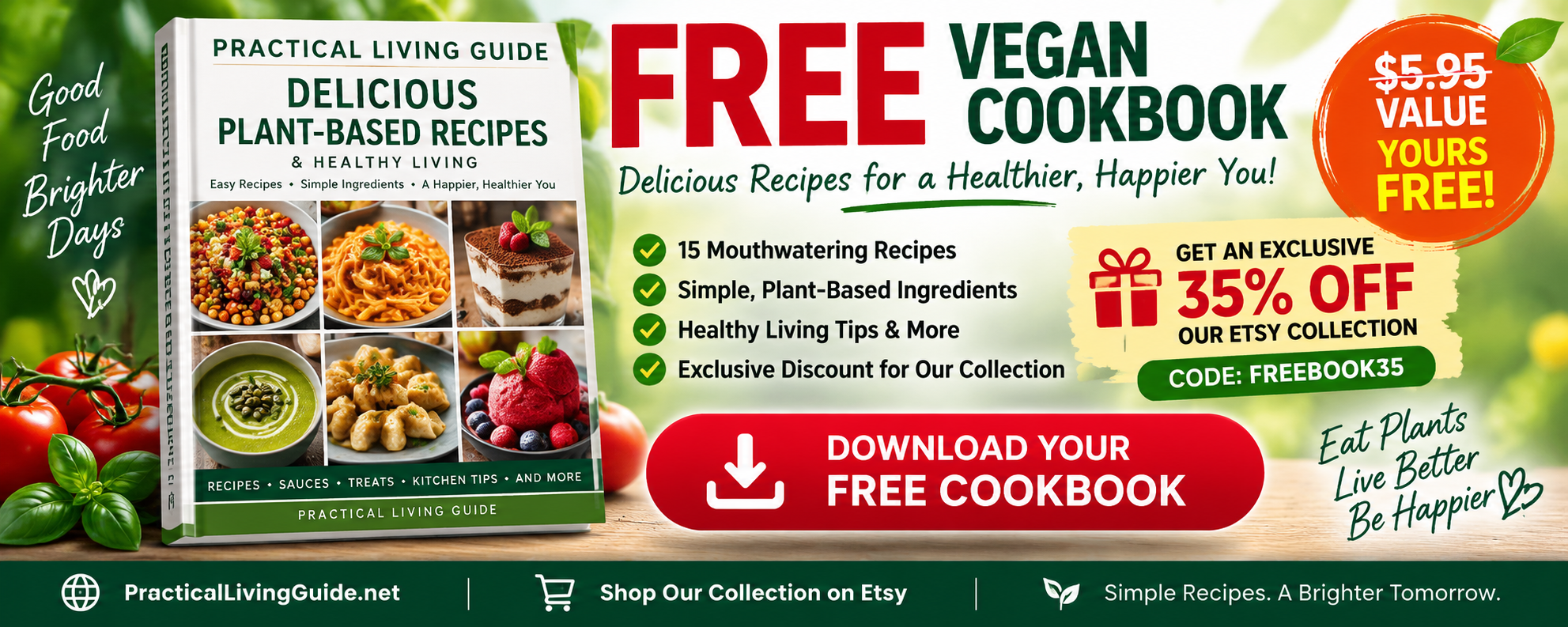 Free Vegan International Cookbook from Practical Living Guide